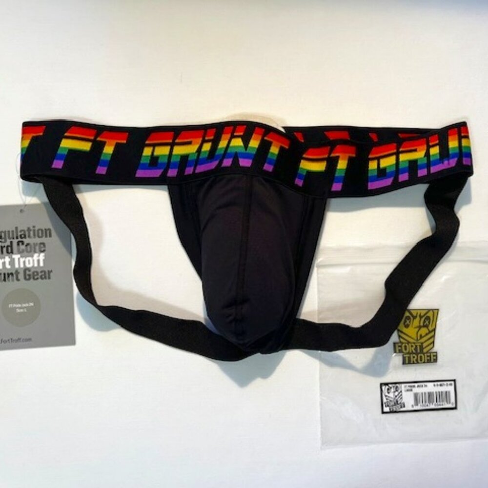 FORT TROFF Size L Grunt PRIDE Athletic Supporter- Black/PRIDE Colors - Jock